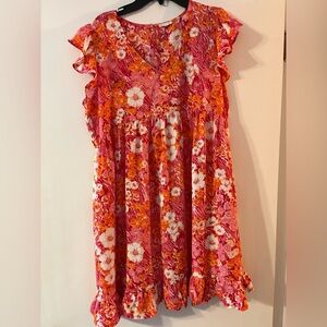 Floral Orange &Red Dress